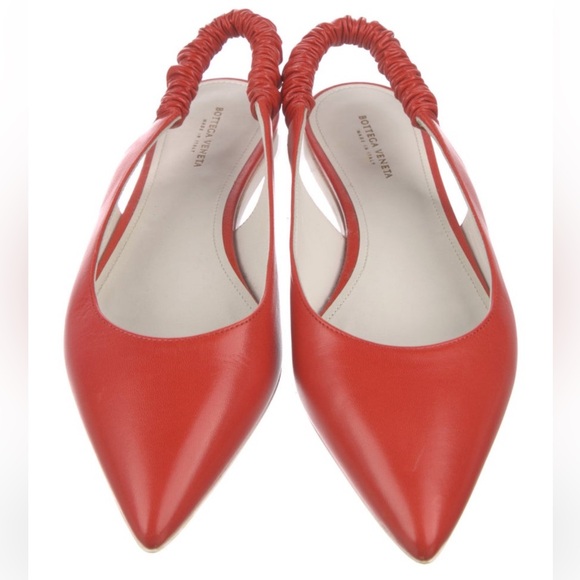 Bottega Veneta Orange Leather Slingback Flats - Picture 3 of 5